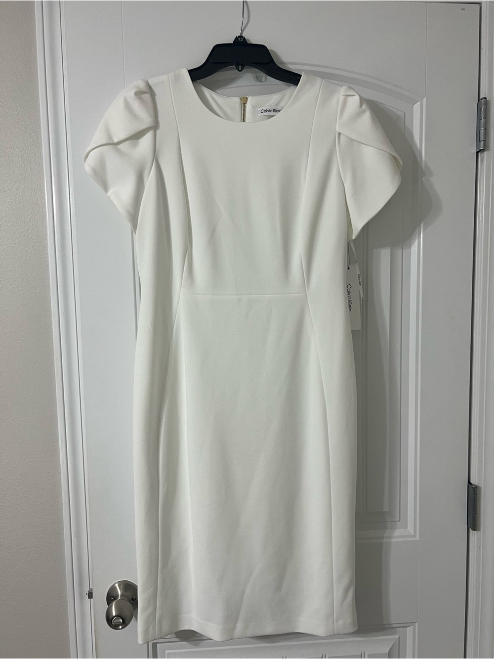 Calvin Klein White Puff-Sleeve Dress